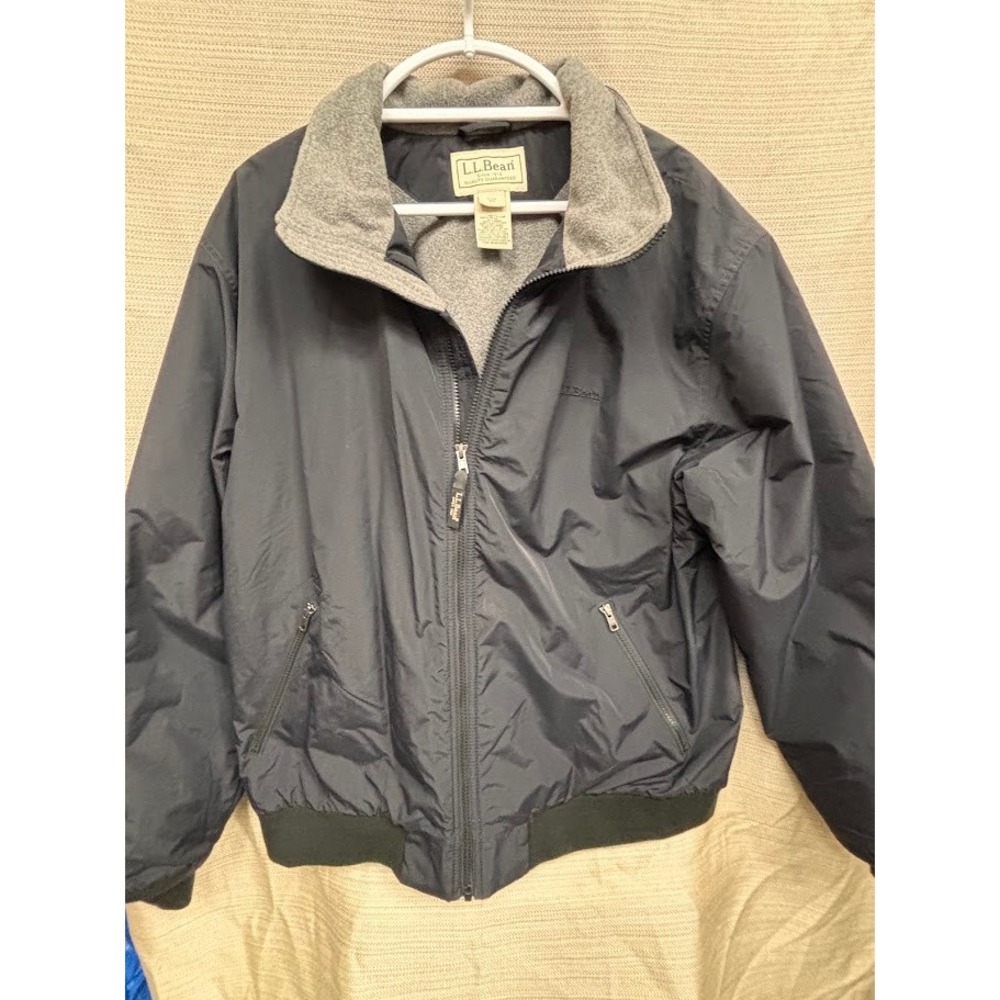 LL Bean Mens XXL Warm-Up Jacket Navy Blue Fleece Lined 3M Thinsulate 205107